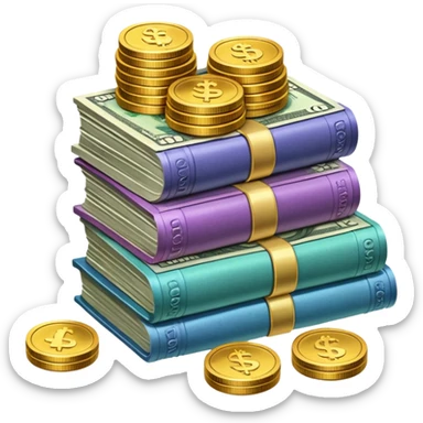 It's an image of money such as coins and bills, but there's only one or two neatly sticker