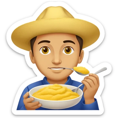 Moldovan patriot eating mamaliga cornmeal dish sticker