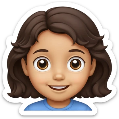 cute smiling toddler face with big eyes, medium skin tone, and dark wavy hair sticker