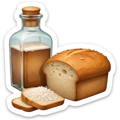 a one victorian bottle of salt and a loaf of bread sticker