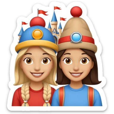 photo frame of 2 friends in a theme park sticker