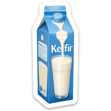 Fermented drinkable yoghurt-milk drink kefir in a tall white and blue carton   sticker