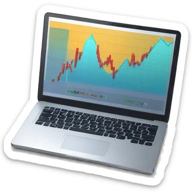 laptop with stock chart on stock market website sticker
