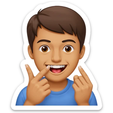 Emoji gêne et content qui mort un seule ongle Et on voit ses dents  sticker