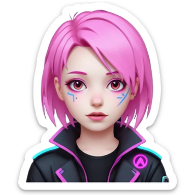 girl neon cyberpunk sticker