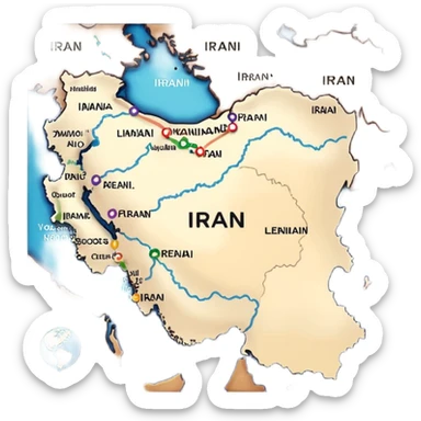 Black map of Iran sticker