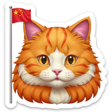 Orange Cat With the Flag of China in the backgorund sticker