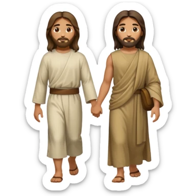 Jesus and a person walking side by side sticker