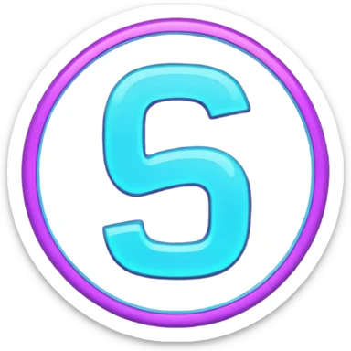 futuristic minimalistic emoji icon, letters "G" formed by three glowing digital lines representing Storm, Atom and NoizeGames, neon purple (#8B5CF6) and cyan (#00E0FF) on dark background, modern tech style, 1:1 aspect ratio sticker