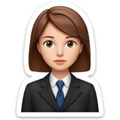legal expert woman with brown hair in a suit courthouse in the background sticker