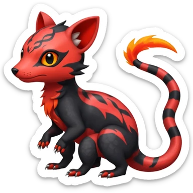 Rare exotic cute epic aesthetic gothic colorful Salandit-Litten-Civet-species-Fakemon-hybrid-creature, with markings, full body sticker