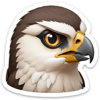 cinematic-noble-peregrin-falcon-portrait-emoji,-poised-and-majestic,-with-a-streamlined,-muscular-build,-a-sharply-hooked-beak,-and-intense,-piercing-eyes-that-exude-focus-and-speed,-simplified-yet-sharp-and-sophisticated-features sticker