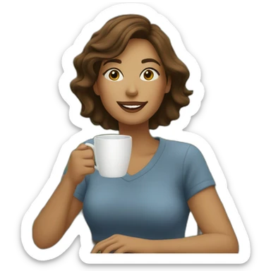 Woman drinking coffee in the garden sticker