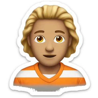 prisoner wearing an orange striped shirt face only sticker