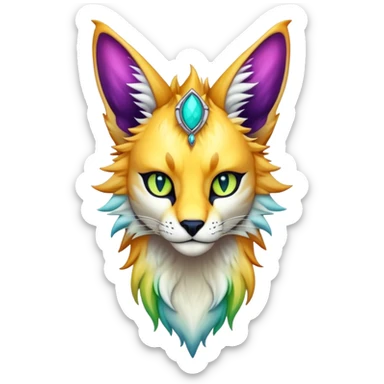 Epic Edgy Colorful ethereal eldritch Sergal-Serval-Fionbri sticker