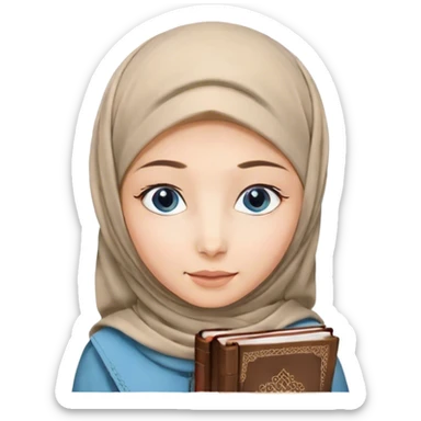 Turkish blonde lilacs design Hijabi girl with blue eyes and beautiful finish reading quran sticker
