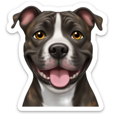 Brindle Staffie smiling sticker