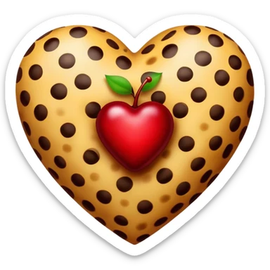 a cheetah print heart with a cherry in the middle sticker