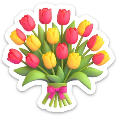 beautiful bouquet of colorful tulips sticker