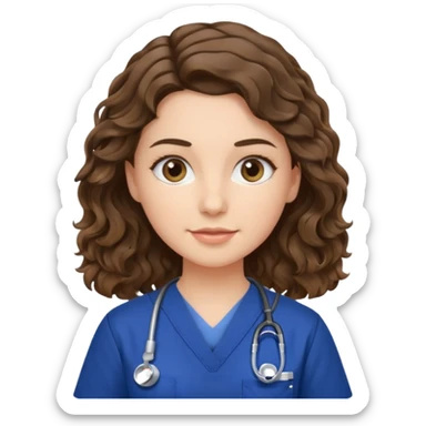 a brunette wavy hair vet woman with navy blue scrub

 sticker