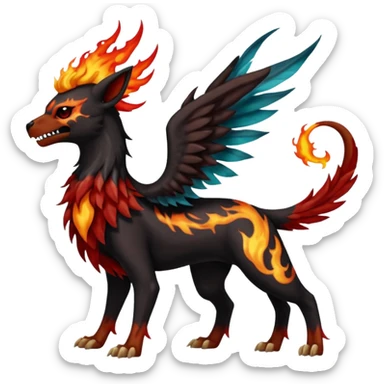 Volcanic Blazing Fiery Evil Skeletal Beaky Feathery Hot Cool Houndoom-Gryphon-Vaporeon-Flareon-fusion (full body) sticker