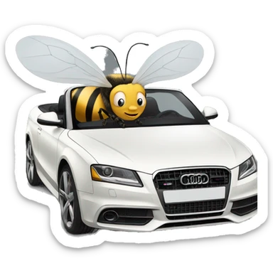 Bee driving inside of white Audi  sticker
