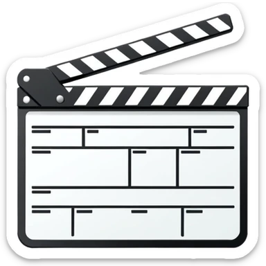 film clapperboard with geometric shape, thin black outlines, single diagonal line, simple design sticker