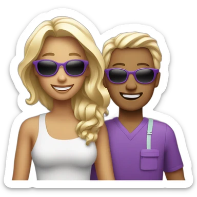a white family vacation purple icon sticker