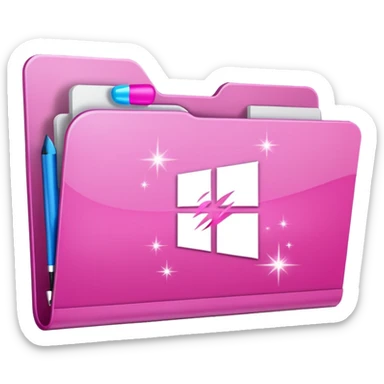 windows 10 folder light sparkles pink plain with brush logo sticker