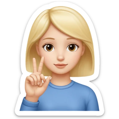 emoji of a girl making the ‘small’ gesture: thumb and index finger almost touching to indicate tiny size, other fingers curled, hand positioned near her face, soft glossy emoji texture sticker