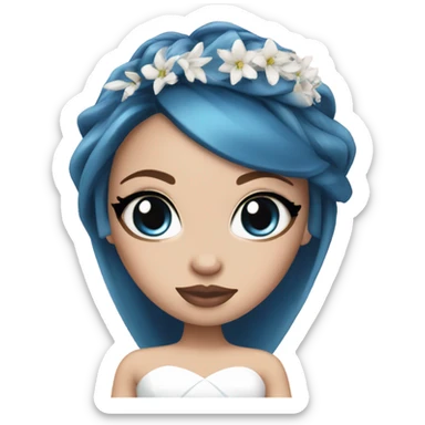Bratz, bride, pink hair, white skin, blue almond cat eyes sticker