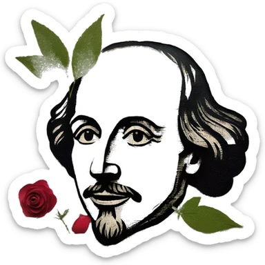 Shakespeare made of newspaper cuttings 420 hemp roses flowers plants leaves sticker
