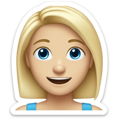Blonde girl blue eyes with braces smiling  sticker