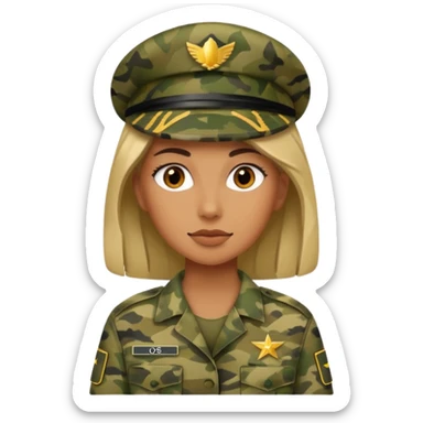militar mujer con traje de camuflaje sticker