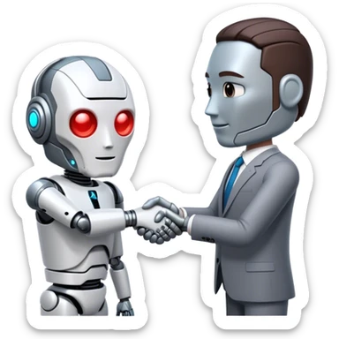 cyborg handshake with business man sticker