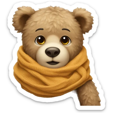 Teddy bear wrapped in scarf  sticker