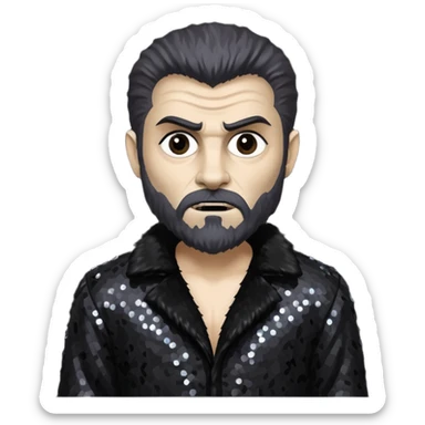 The Wolf Man from Universal Monsters with dark brown fur, black sequin outfit sticker