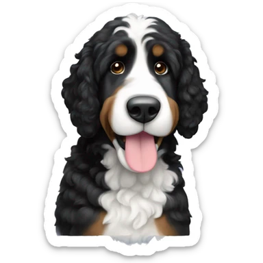 tall black and white f1 bernedoodle sticker