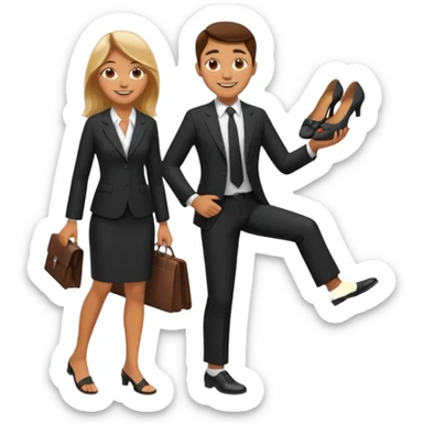 Barefoot Woman with Shoe salesman  sticker