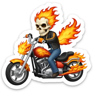 Give me a gost ride everything should be fire bike his bidy headr riding in a bike emoji sticker