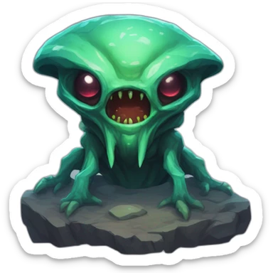 alien mountain creature scifi roguelike rpg style inspired by slay the spire digital art sticker