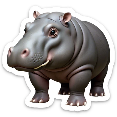 Cinematic Noble Hippo Portrait Emoji, Poised and regal, with a massive, robust build and a smooth, well-groomed slate-gray hide, deep-set soulful eyes, Simplified yet sharp and sophisticated features, highly detailed, glowing with a soft, dignified glow, high shine, intelligent and calm, stylized with an air of riverine majesty, focused and attentive, soft glowing outline, capturing the essence of a watchful and confident water-dweller, so majestic it feels as though it could lumber out of the screen with effortless authority! sticker