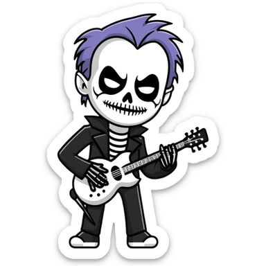 Black metal musician with corpse paint, spikes, black clothes sticker