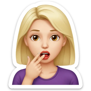 Una mujer mordiendose el dedo, sin la lengua para afuera y que el dedo este más omenos adentrod de la boca EL DEDO ADENTRO DE LA BOCA sticker