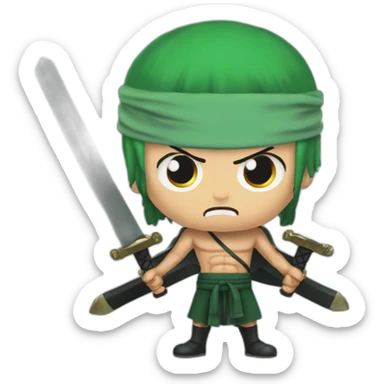 Roronoa Zoro angry with 3 swords sticker