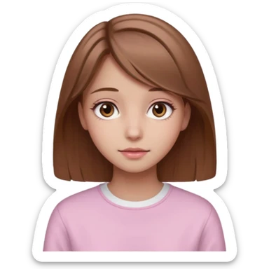 Create a girl with light brown hair (long) brown eyes with clean girl aesthetic with some pink details sticker