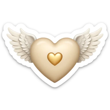 beige heart with white angel wings sticker