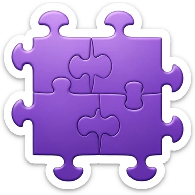 Create an icon of a puzzle for "Featured Projects" on a dark background #22223B. Show multiple puzzle pieces connected together, with one piece slightly separated or highlighted as the final piece. The puzzle pieces should be shades of purple that harmonize with the background. sticker