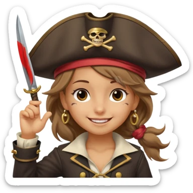 cute pirate girl saluting as though to say "aye aye captain!" sticker