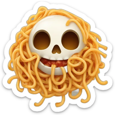 A happy skull, bathing in spaghetti bolognese sticker